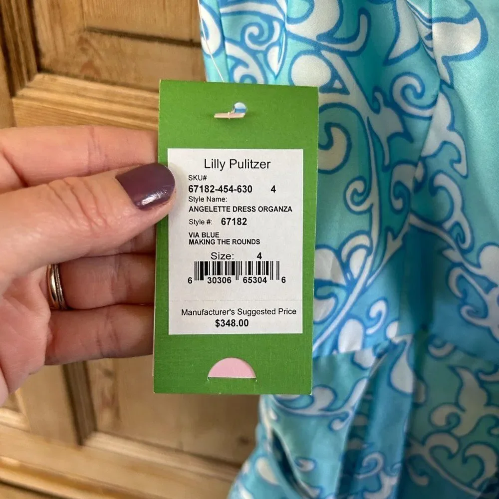 NWT Lilly Pulitzer 4 Dress Sleeveless Angelette Dress Via Blue Making The Rounds - Picture 12 of 16